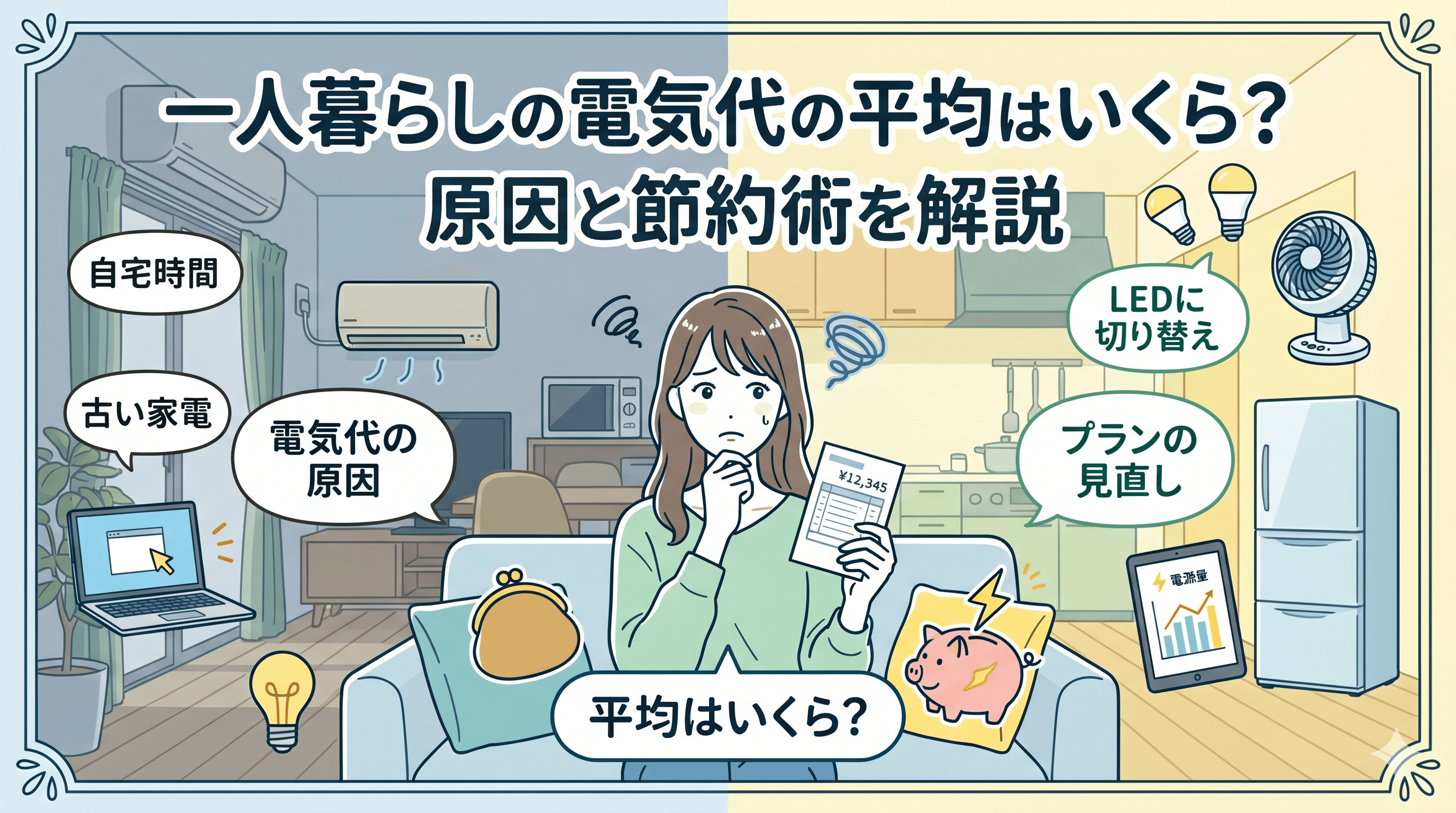 一人暮らしの電気代の平均はいくら?高い原因と節約術を解説