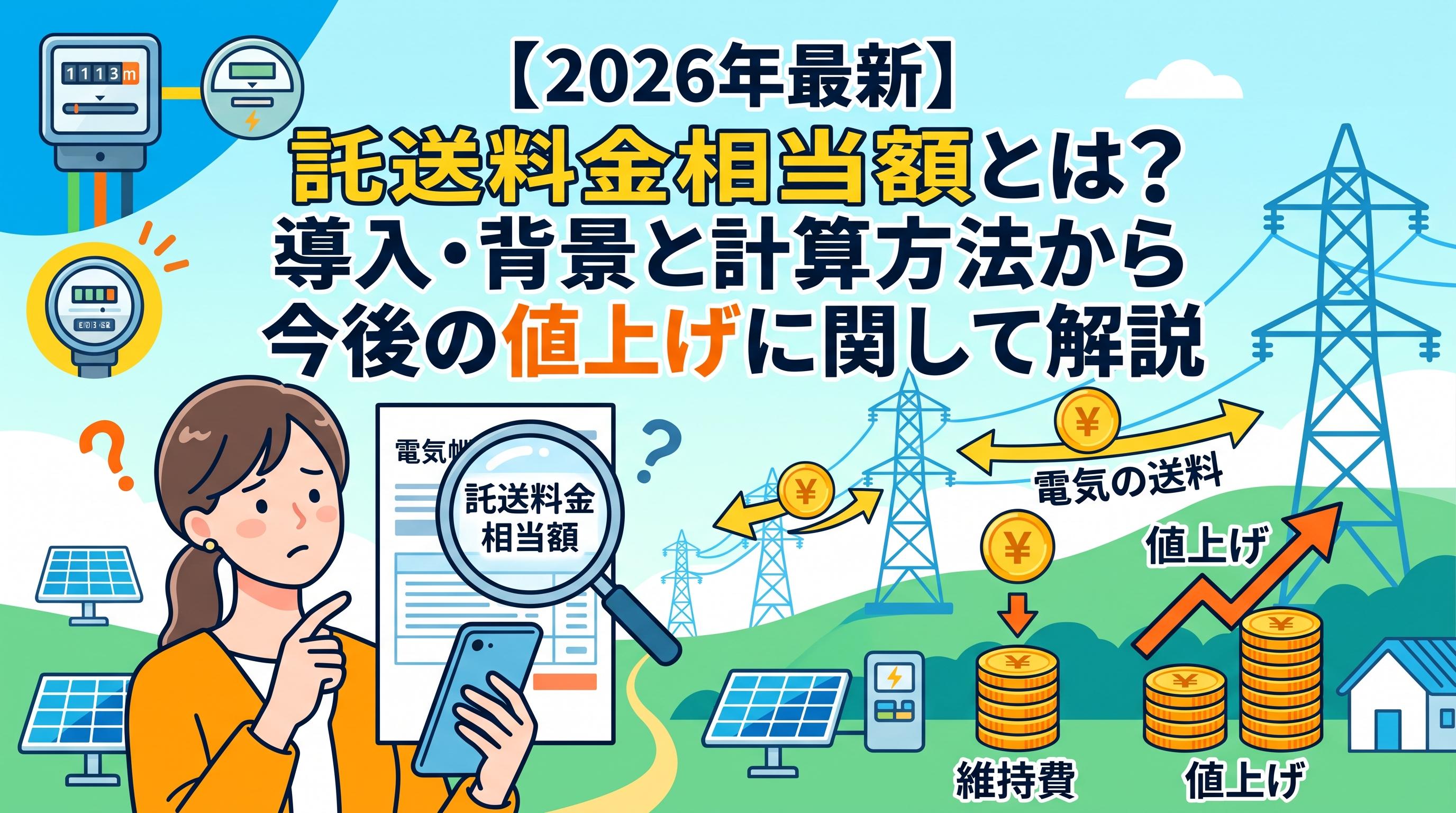 【2026年最新】託送料金相当額とは?導入背景と計算方法から今後の値上げに関して解説